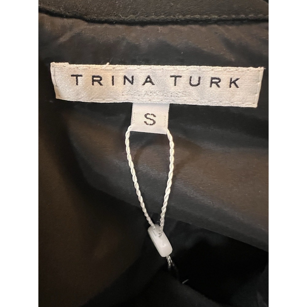 NWT Trina Turk Black Blouse Top With Pockets Size Small Made In USA - Picture 5 of 7